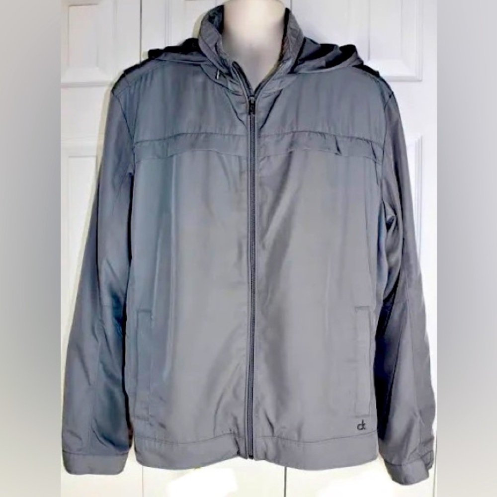 Mens Calvin Klein Large Zip Open Hood Lined Windbreaker Jacket